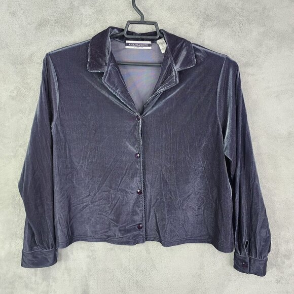 Womens Vintage Velvet Amanda Smith Shirt Button-Up Stretch Long Sleeve Size XL - Picture 2 of 12